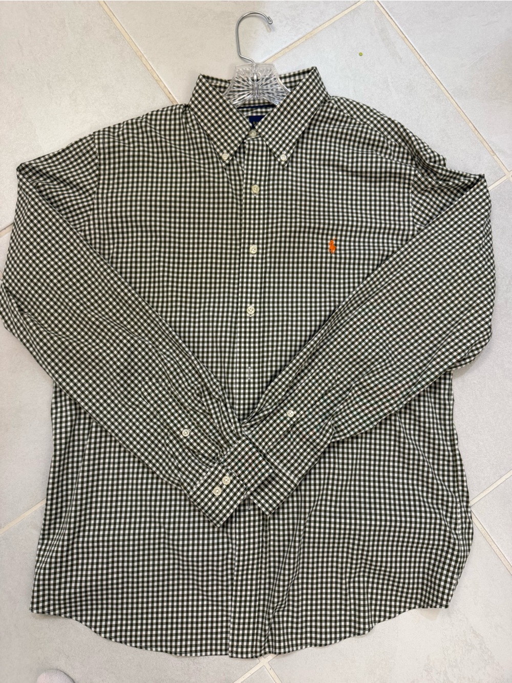 Ralph Lauren Green and White Gingham Button-Down Shirt